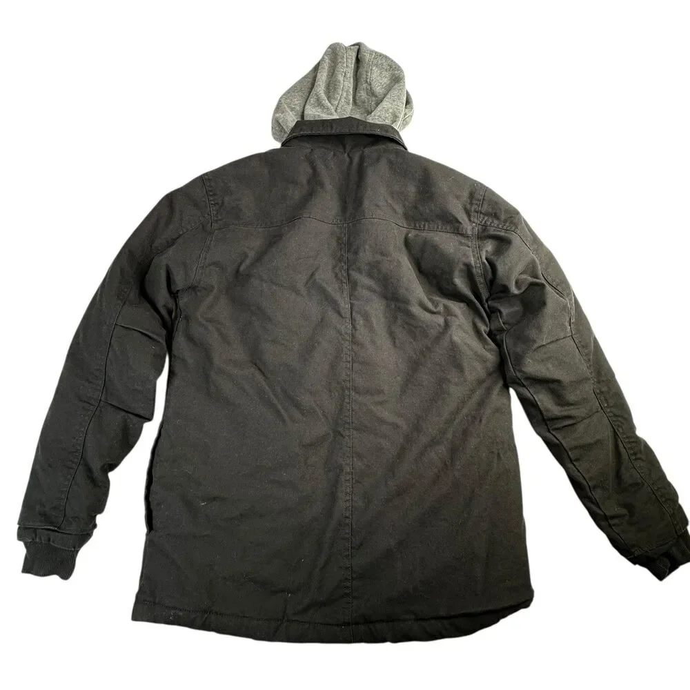 Wrangler Workwear Men's Black Quilted Lined Hooded Chore Jacket‎ S CH
